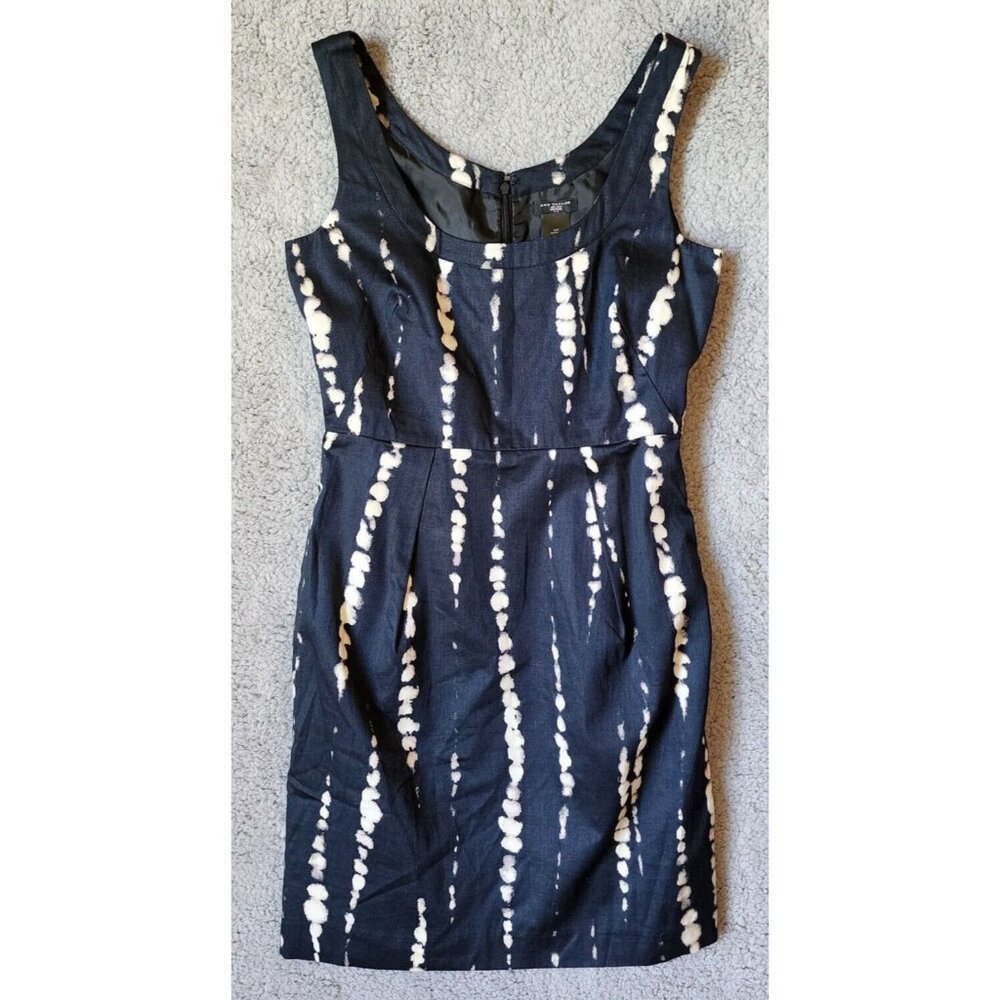 Ann Taylor Women's Sleeveless Sheath Dress Black/White Tie Dye Pattern Size 0P